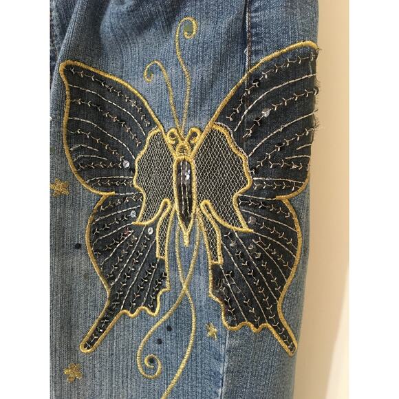 Moto Blues The Collection Flare Jeans with Beautiful Butterfly Applique 17/18 - Picture 2 of 7